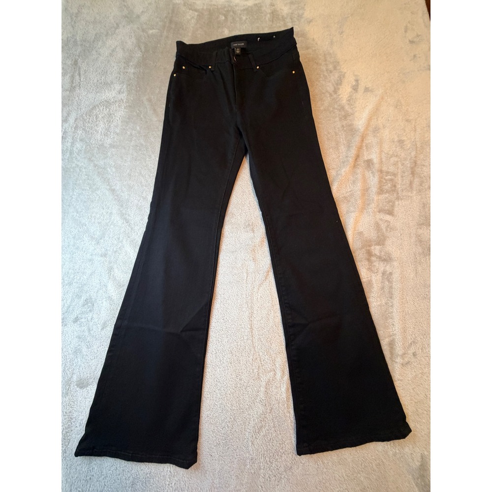 Ann Taylor The Boot Jeans Women 6 Black Mid Rise Curvy Fit Stretch Denim